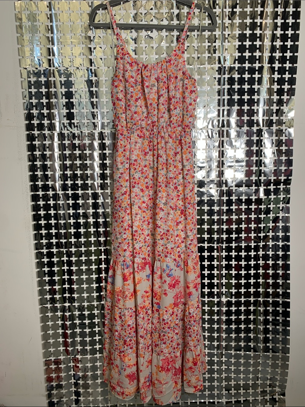 Elle Pink Floral Maxi Dress with Spaghetti Straps